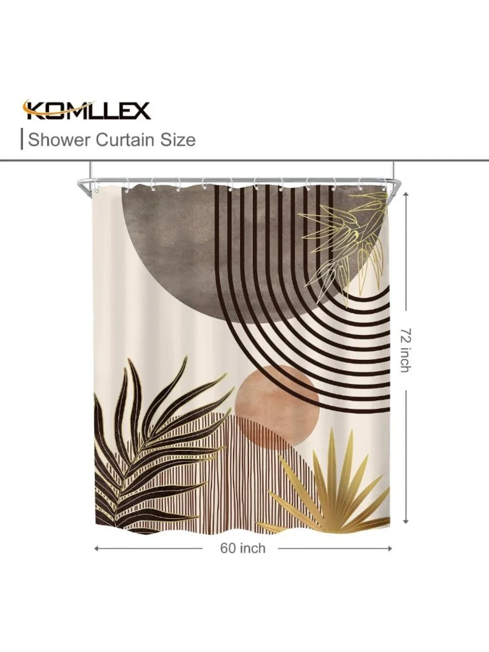 Mid Century Boho Abstract Gray & Brown Shower Curtain Set for Modern Bathrooms